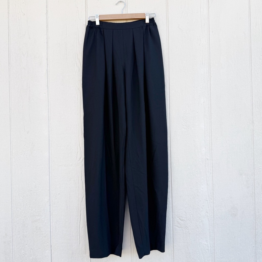 Eskandar pleated flat front wool blend trouser in black NWT